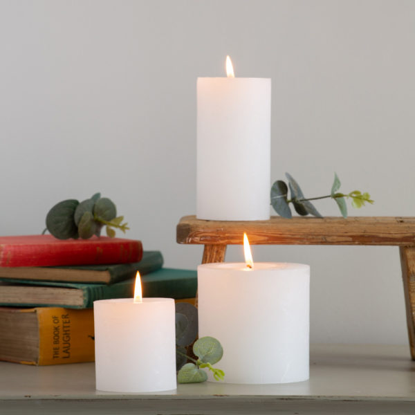Rustic Pillar Candle White