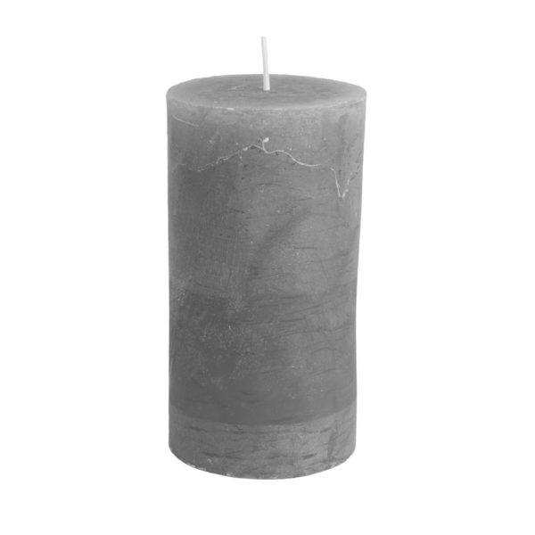 Rustic Pillar Candle Light Grey