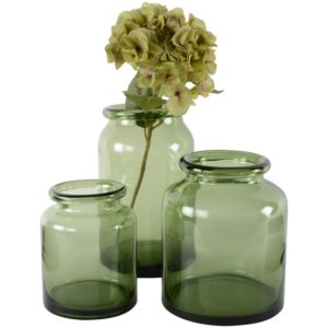 Glass Jar Vase Grey-Green Small 13x15cm