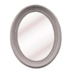 Oval Carved Mirror Soft Grey