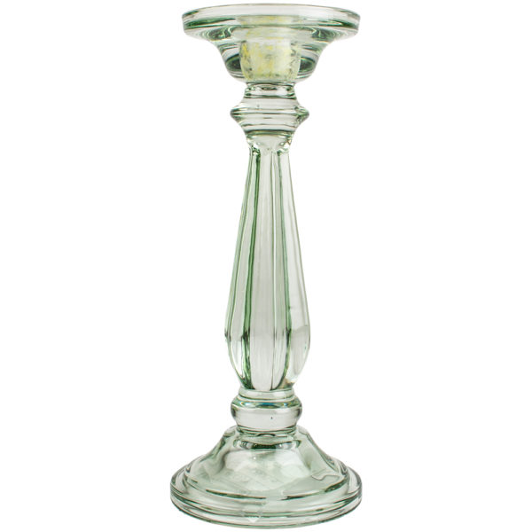 Glass Candlestick Tilbury Lt Green