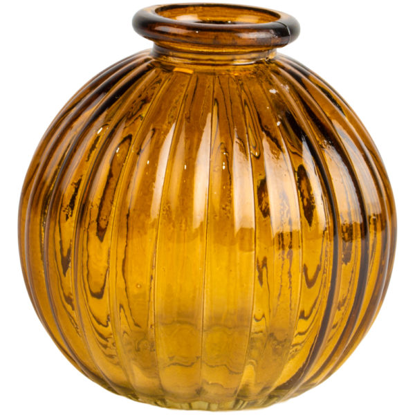 Glass Pumpkin Vase Amber